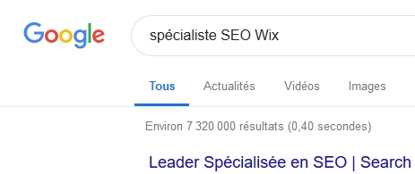 spécialiste seo wix : recherche sur google